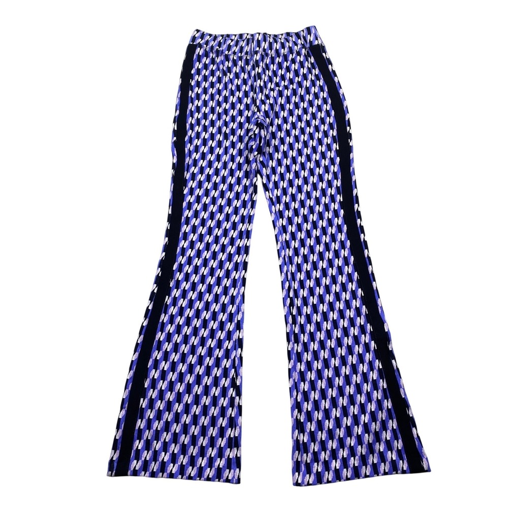 Maeve Anthropologie Geometric Flare Pants Purple‎ Black White Knit Sz S NWT Boho